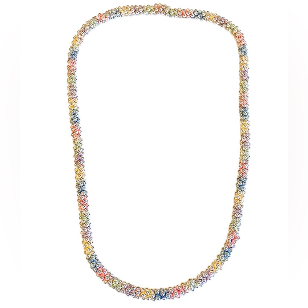 Vintage Woven Pearl Necklace Colorful